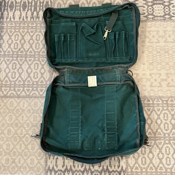 Lands End USA Green Canvas Square Rigger Travel Messenger Satchel Bag Vintage - Picture 12 of 12